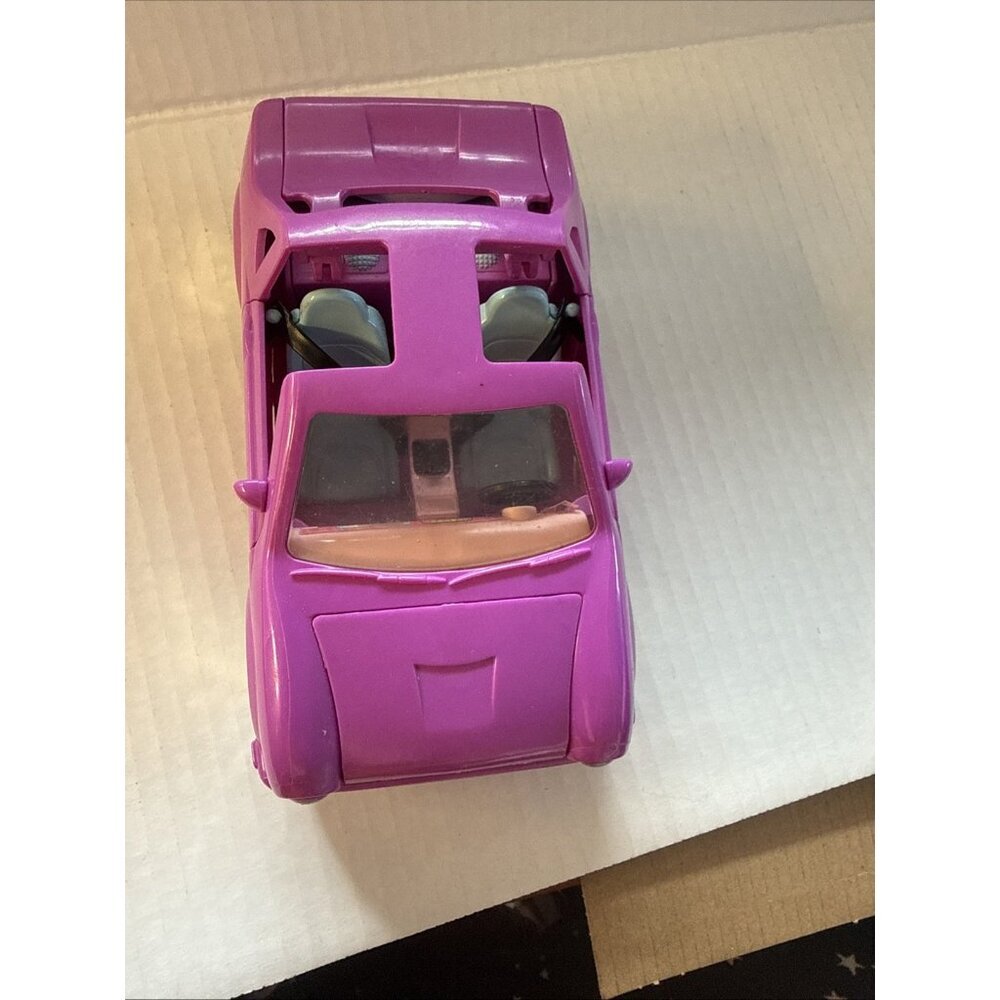 Vintage Mattel Polly Pocket Pink Flower Car Convertible With 2 Dolls 2005 - Picture 7 of 16